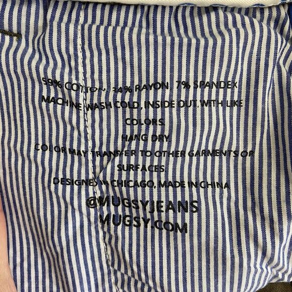 Mugsy Olives Chino Pants Mens 40/31 Green Stretch Slim Preppy School Casual Read - Picture 3 of 10